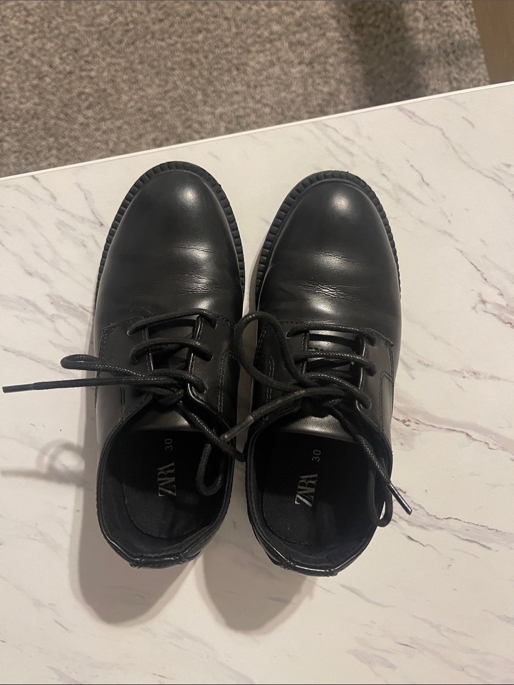 Zara Black Leather Derby Lace-Up Shoes